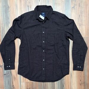 GAP Men's Dark Charcoal Button Down Flannel Shirt Medium